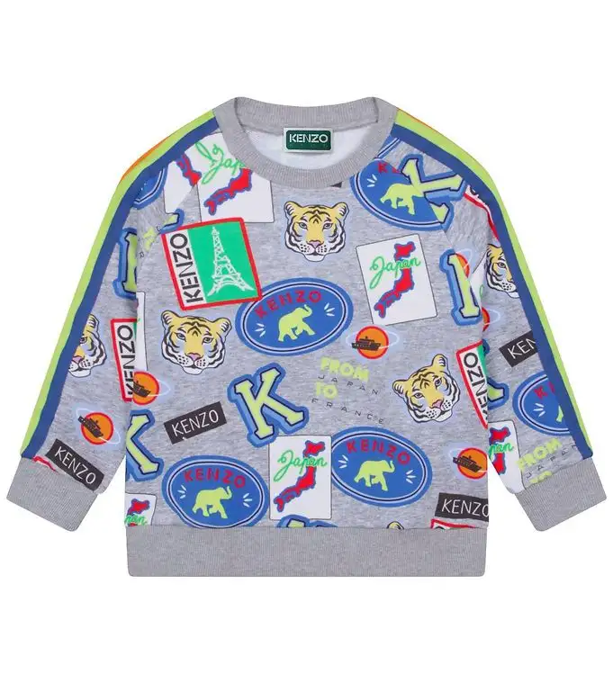 Kenzo Sweatshirt - Gråmelerad m. Tryck