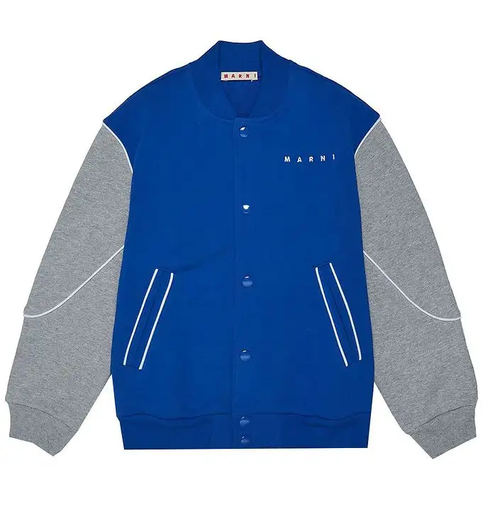 Marni Cardigan - Blå/Gråmelerad m. Tryck