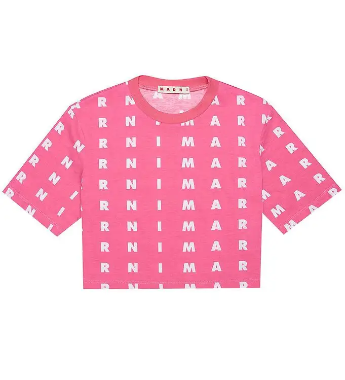 Marni T-shirt - Beskuren - Rosa m. Vit