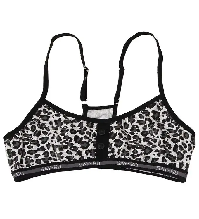 Say-So Topp - Gråmelerad m. Leopard