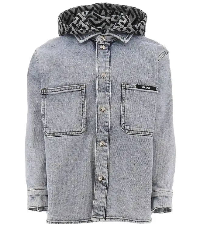 Versace Jeansjacka m. Huva - Blue Medium+ m. Gråmelerad/Svart