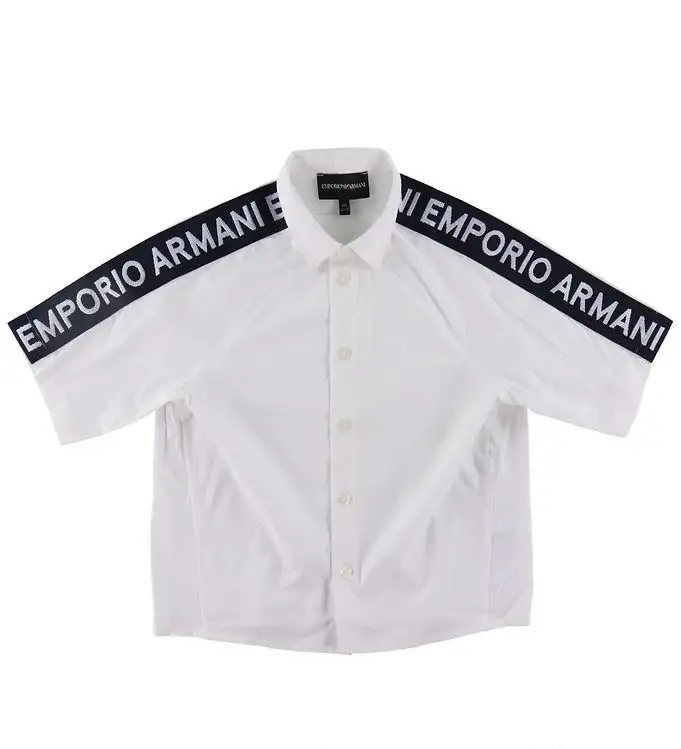 Emporio Armani Skjorta k/ä - Vit/Marinblå m. Logorand