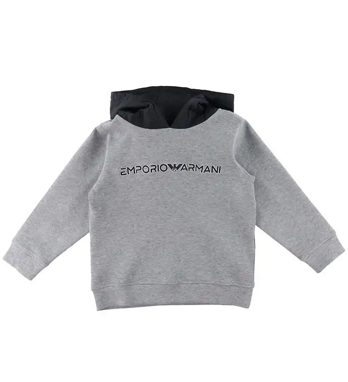 Emporio Armani Hoodie - Gråmelerad m. Marinblå