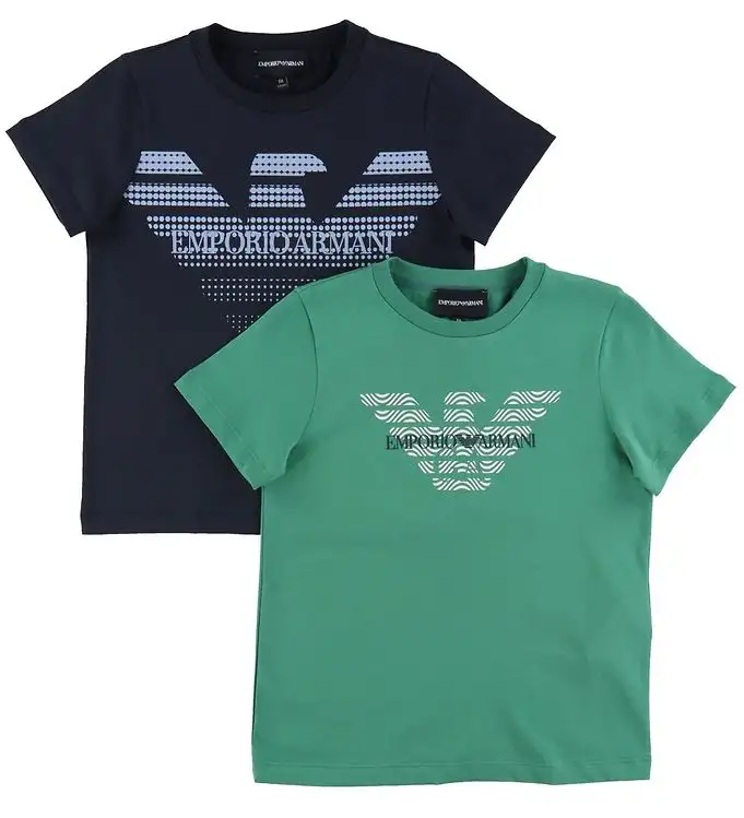 Emporio Armani T-shirts - 2-pack - Grön/Marinblå m. Logo