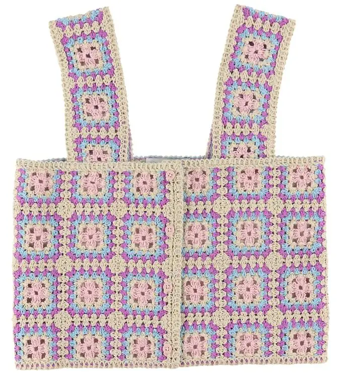 Stella McCartney Kids Topp - Beskuren - Virkad - Sand/Lila/Blå/R