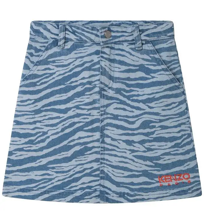 Kenzo Kjol - Denim - Ljusblå m. Tigerränder