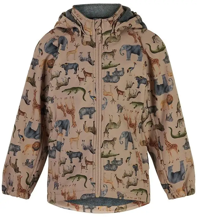 Mikk-Line Softshelljacka m. Fleece - Återvunnet - Nougat m. Djur