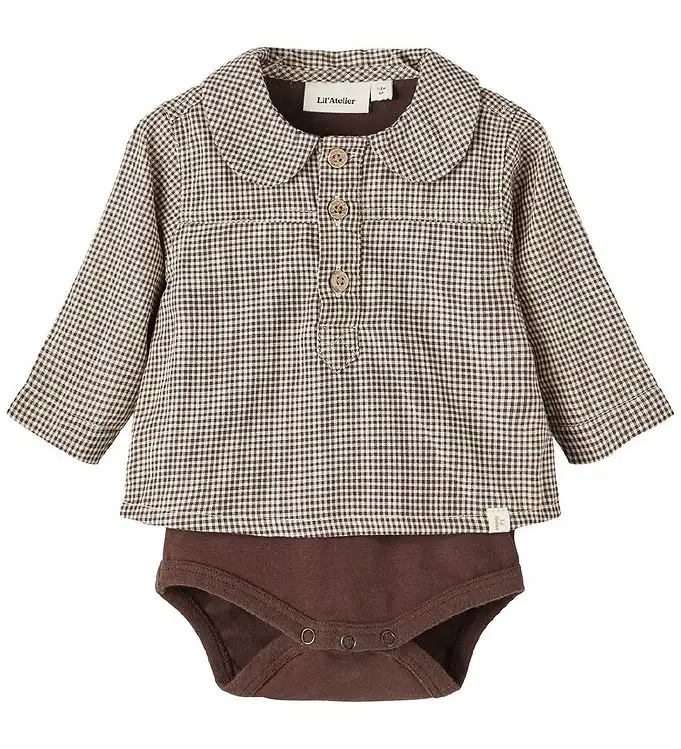 Lil' Atelier Skjortbody l/ä - NbmRoss - Rocky Road