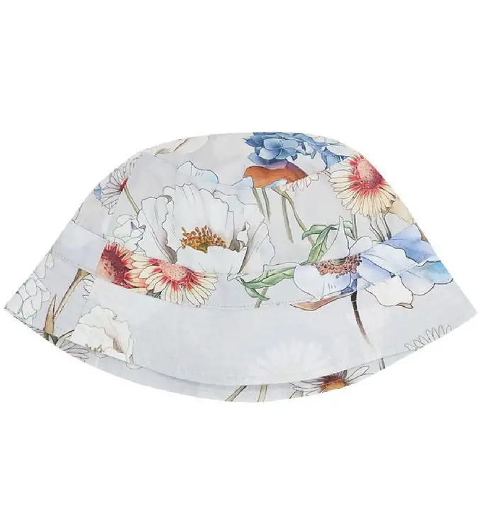 Christina Rohde Bucket Hat - Grå m. Blommor