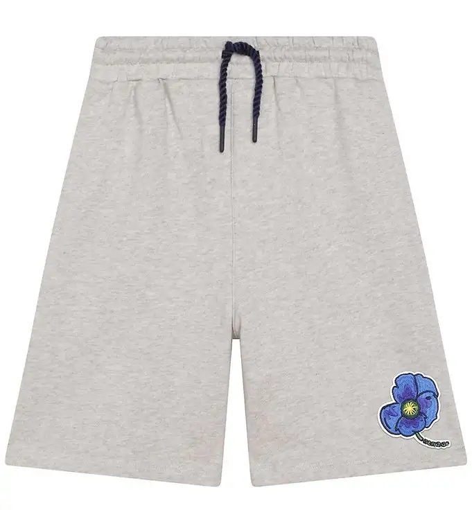 Kenzo Sweatshorts - Exklusiv Edition - Gråfläckig m. Blå Blomma