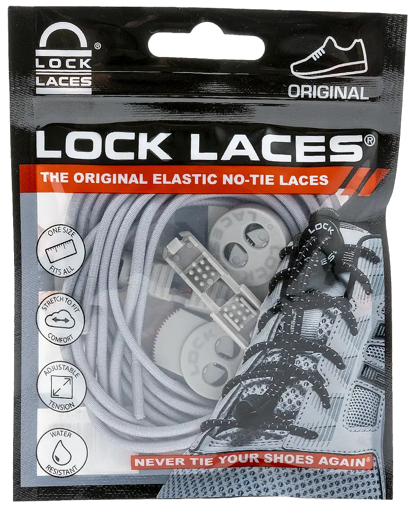 Lock Laces No Tie Shoelaces Solid Grey