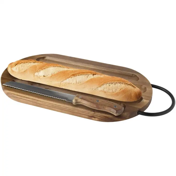 Prestige skärbräda av akaciaträ, med brödkniv