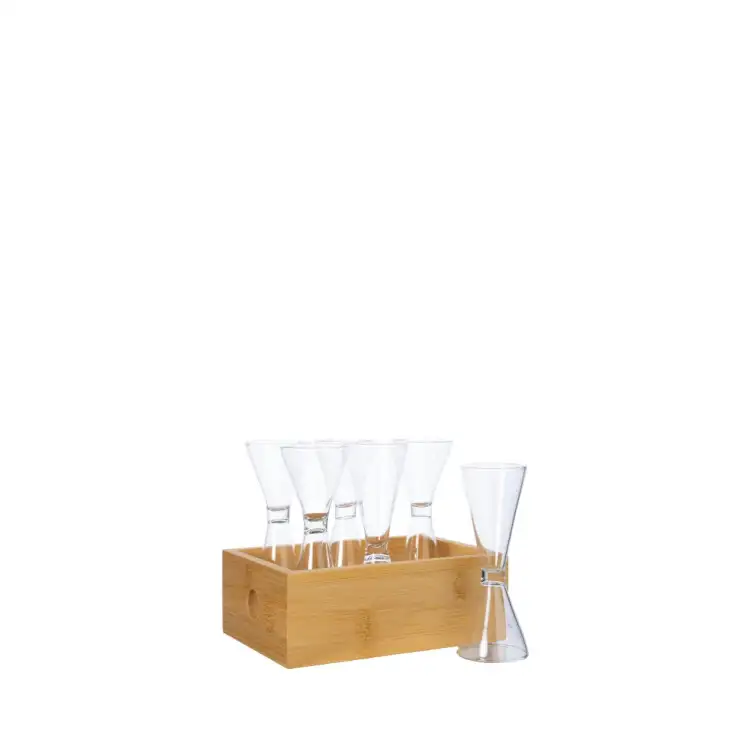 Nature snapsglas i bambubox, 6-pack