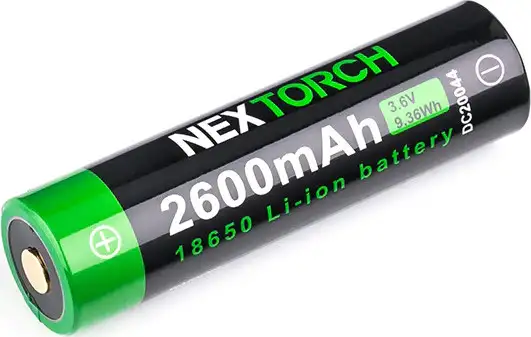 NexTorch Laddningsbart Batteri 18650, 2600 Mah, integread laddport Black