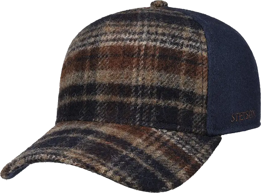 Stetson Wool Check Trucker Cap Navy/Beige/Burned Orange