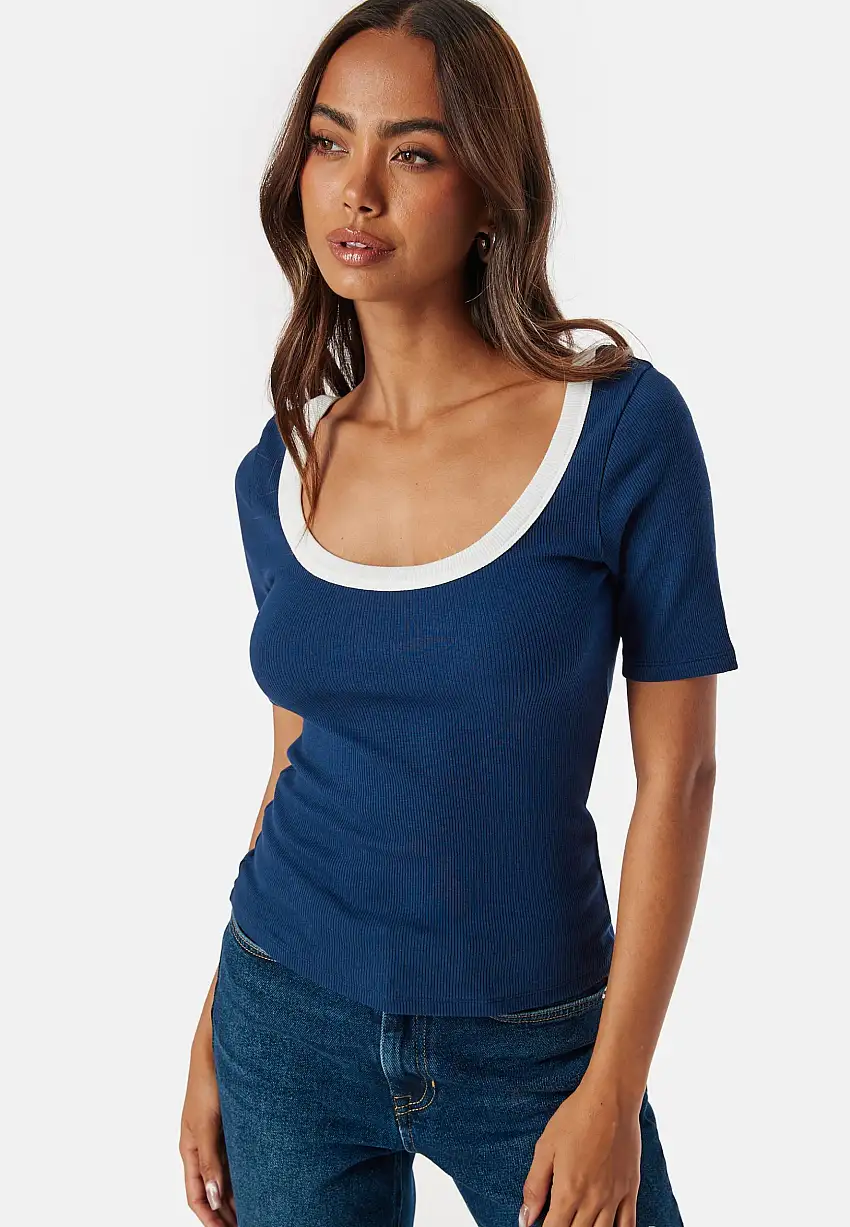Contrast Rib Short Sleeve Top 36329960