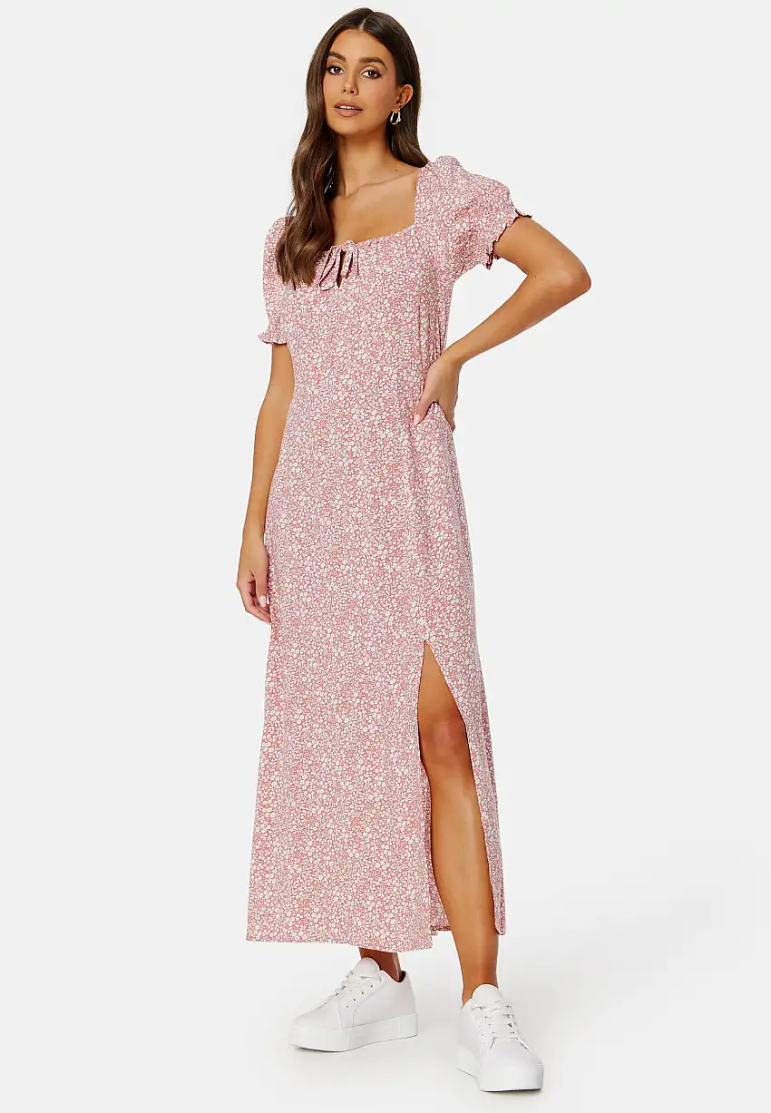 Front Tie Long Viscose Dress 10320510