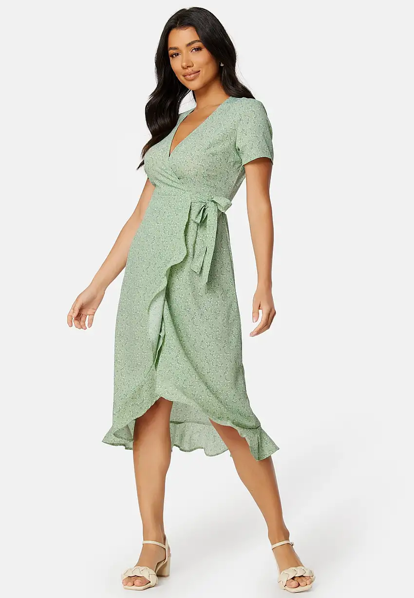 Flounce Midi Wrap Dress 90614693