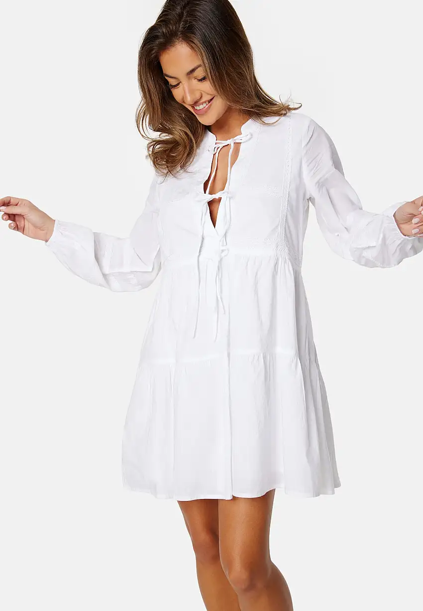 Tie L/S cotton dress 36816554