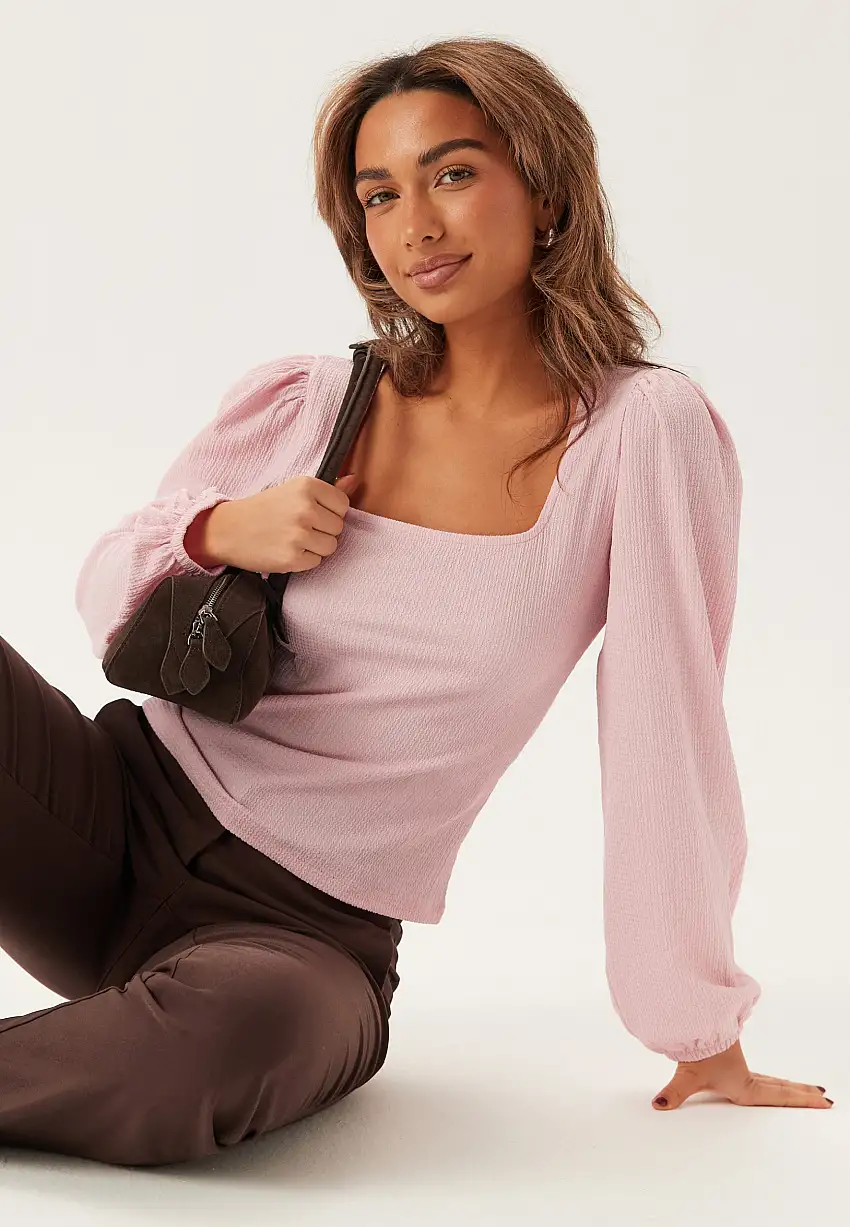 Square Neck Balloon Sleeve Top 84099940