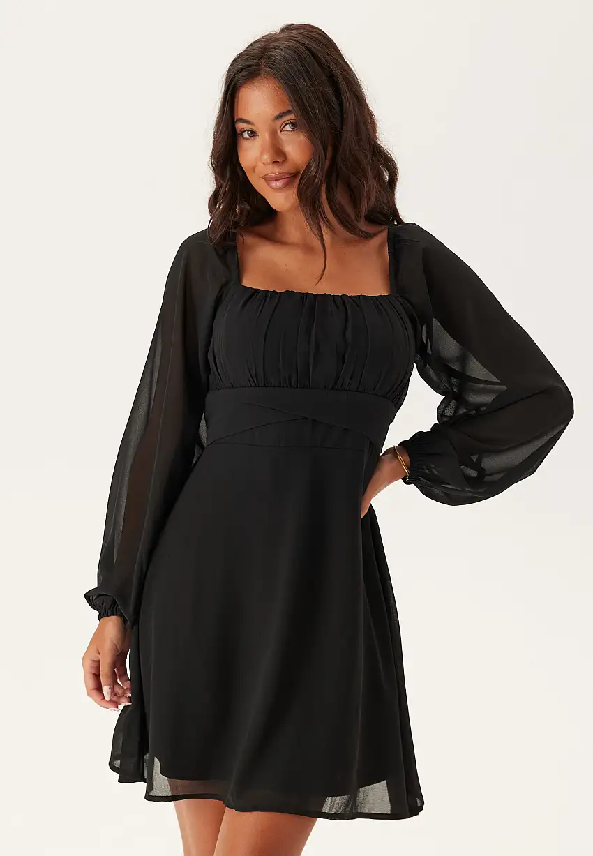 Square Neck L/S Georgette Dress 42259687