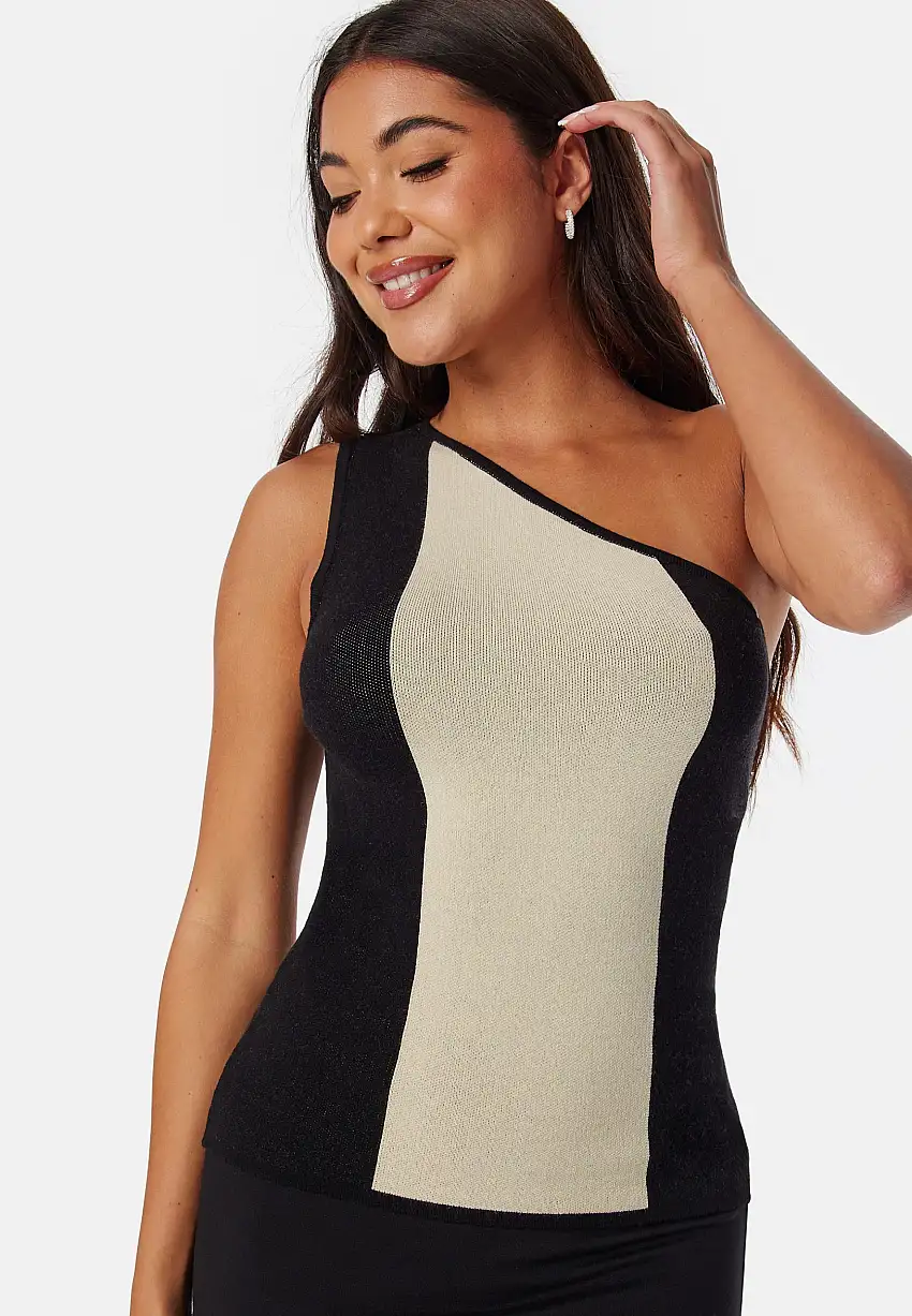 Striped One Shoulder Knitted Top 50276889