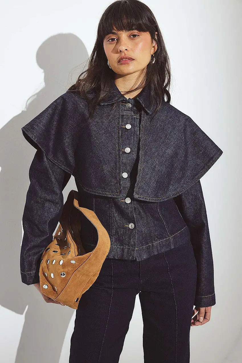 Denimjacka med capedetalj Blå