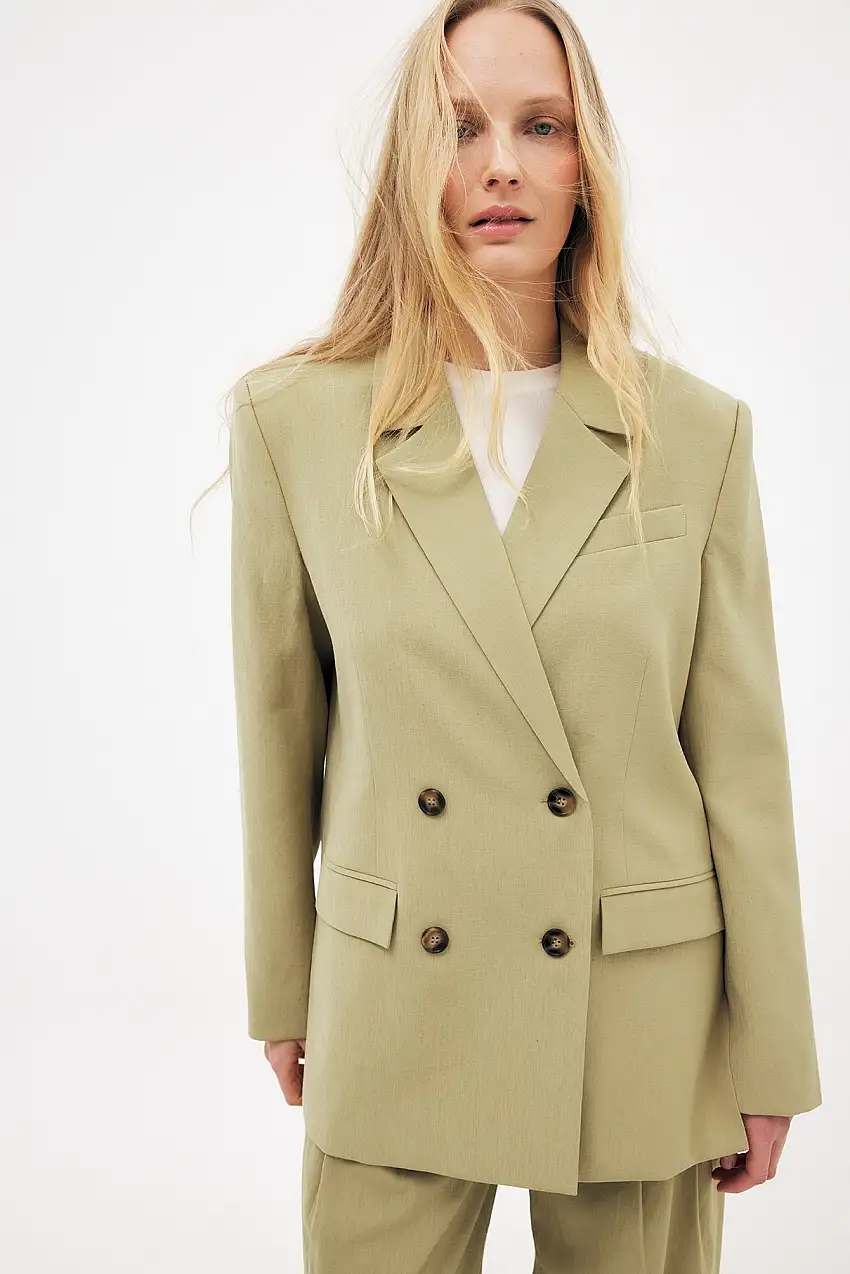Oversized dubbelknäppt blazer Grön