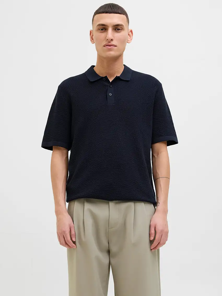 Enfärgat Stickad polo 74480154