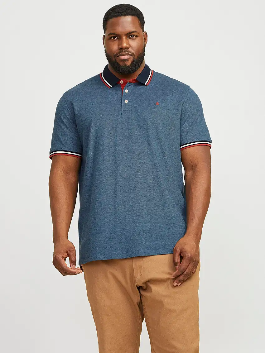 Plus Size Enfärgat Pikétröja 56430183