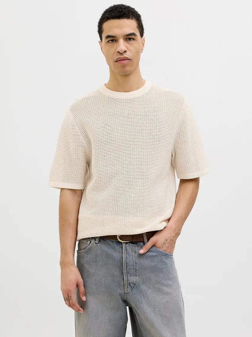 Enfärgat Stickad polo 77383552