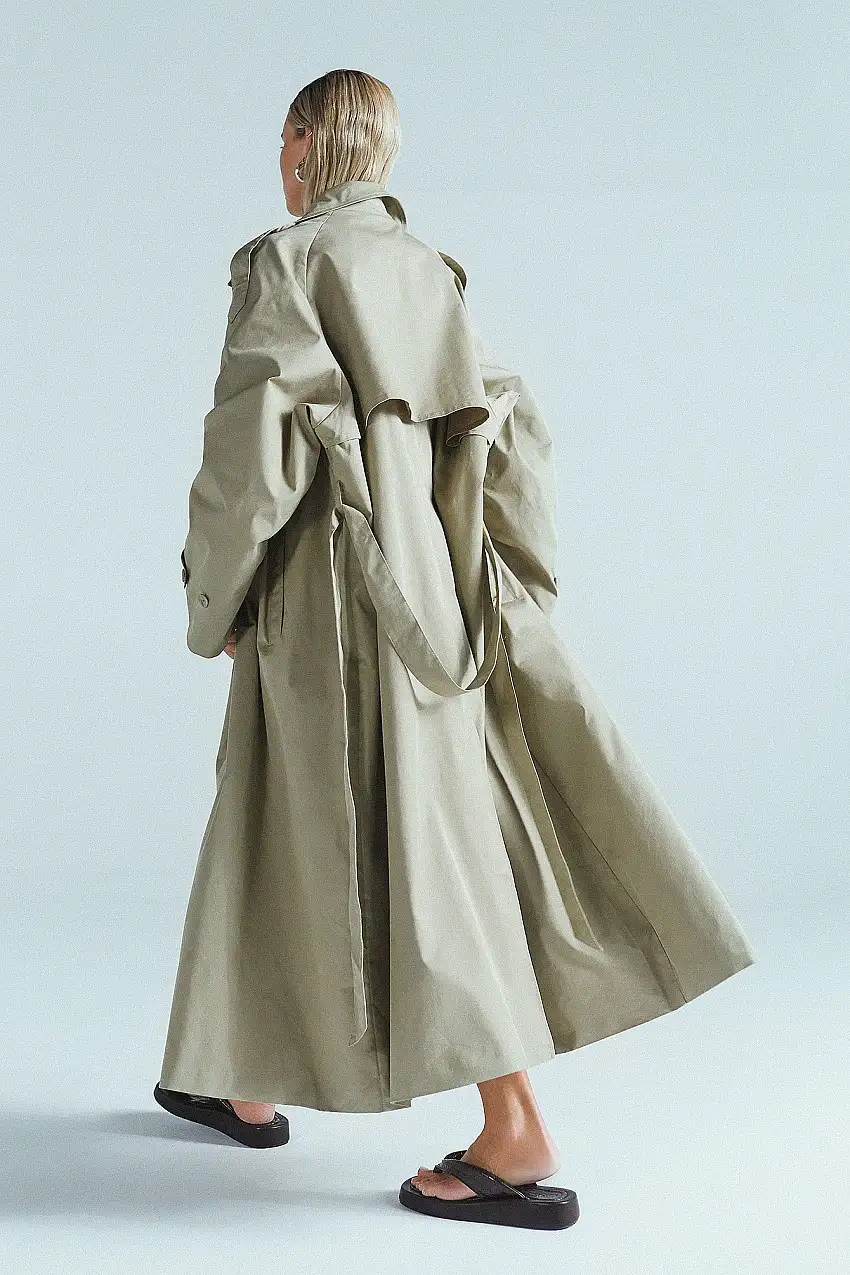 Lång oversize trenchcoat Grön