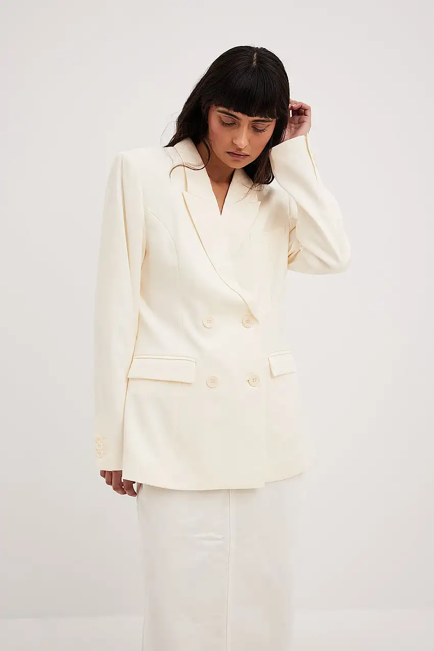 Dubbelbröstad figursydd blazer Vit