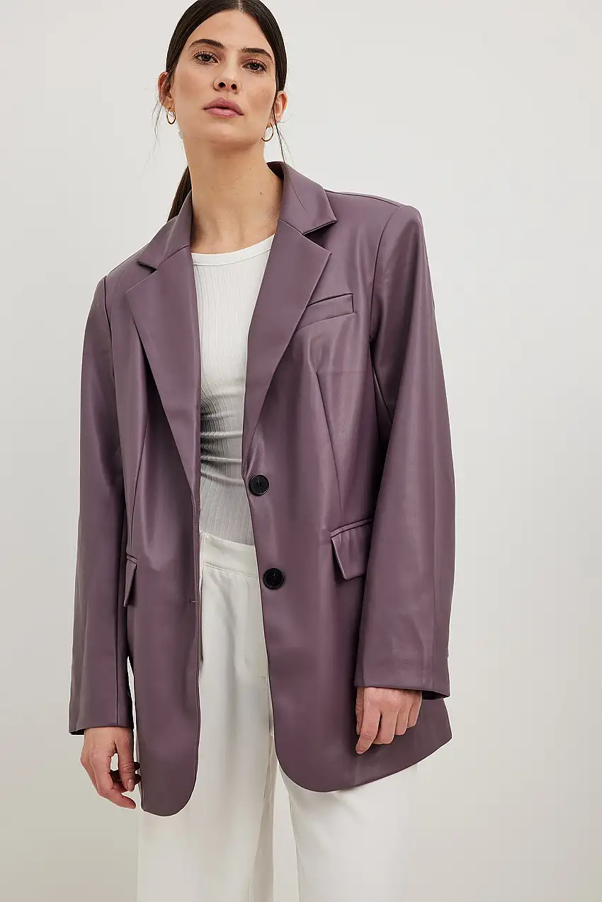 Maxi oversize PU-kavaj Lila