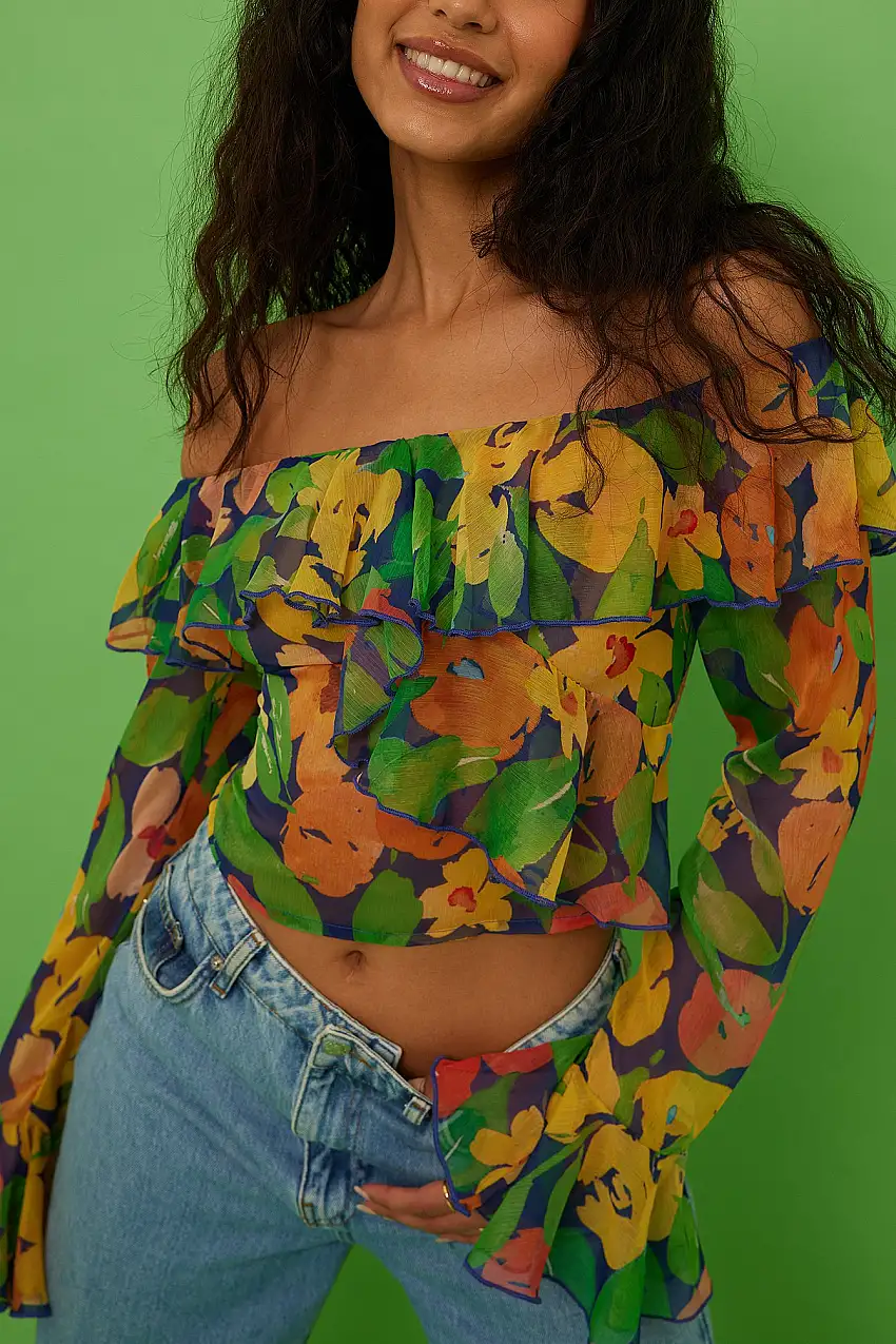 Chiffongblus Blommig
