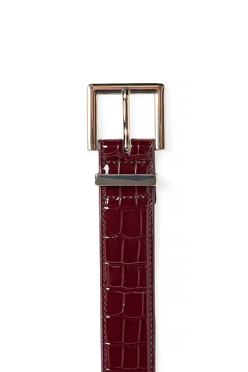 Bälte med fyrkantigt spänne Burgundy