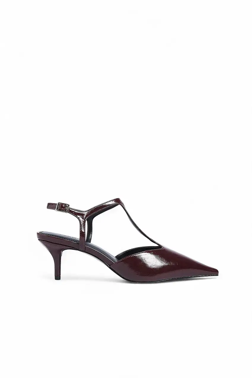 Pumps med T-bar Burgundy