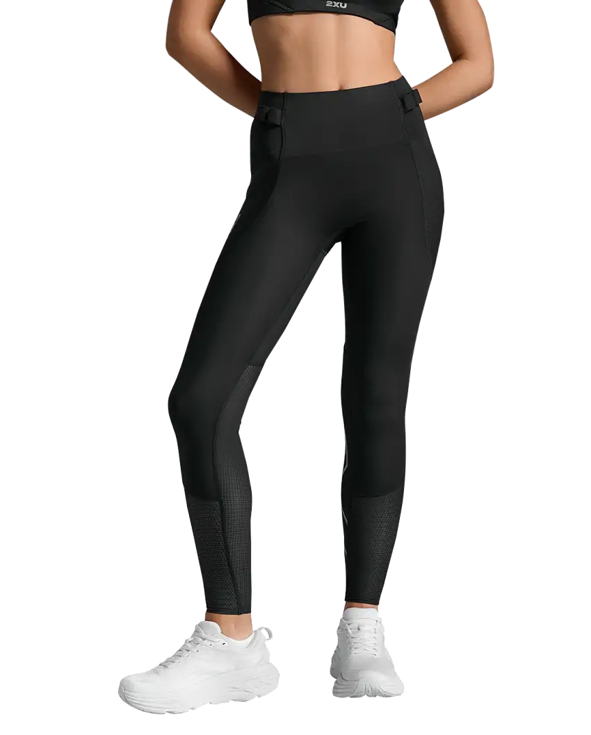 2XU Women's Aero Mesh Hi-Rise Compression Tights Black/silver Reflective