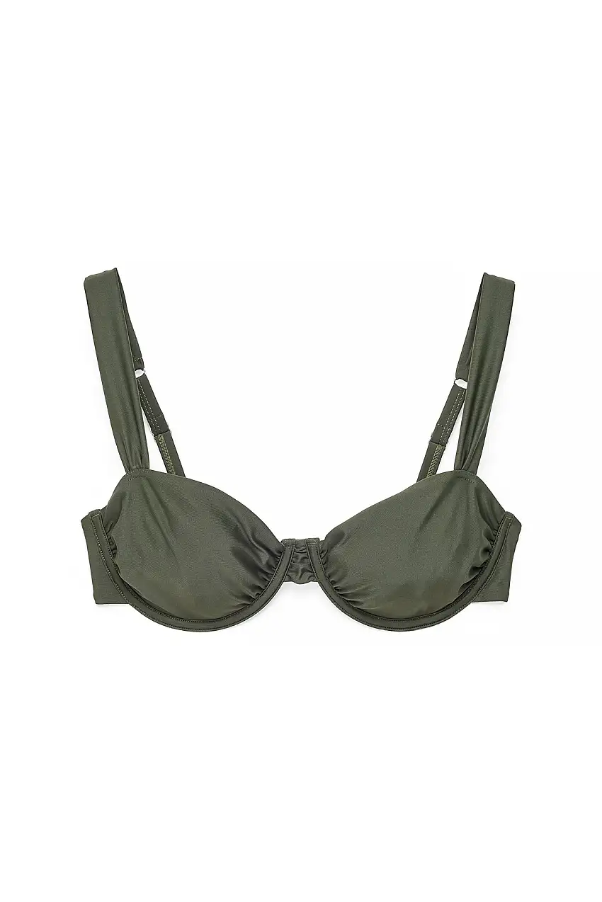 Bikinibh med vid draperad bygel Grön